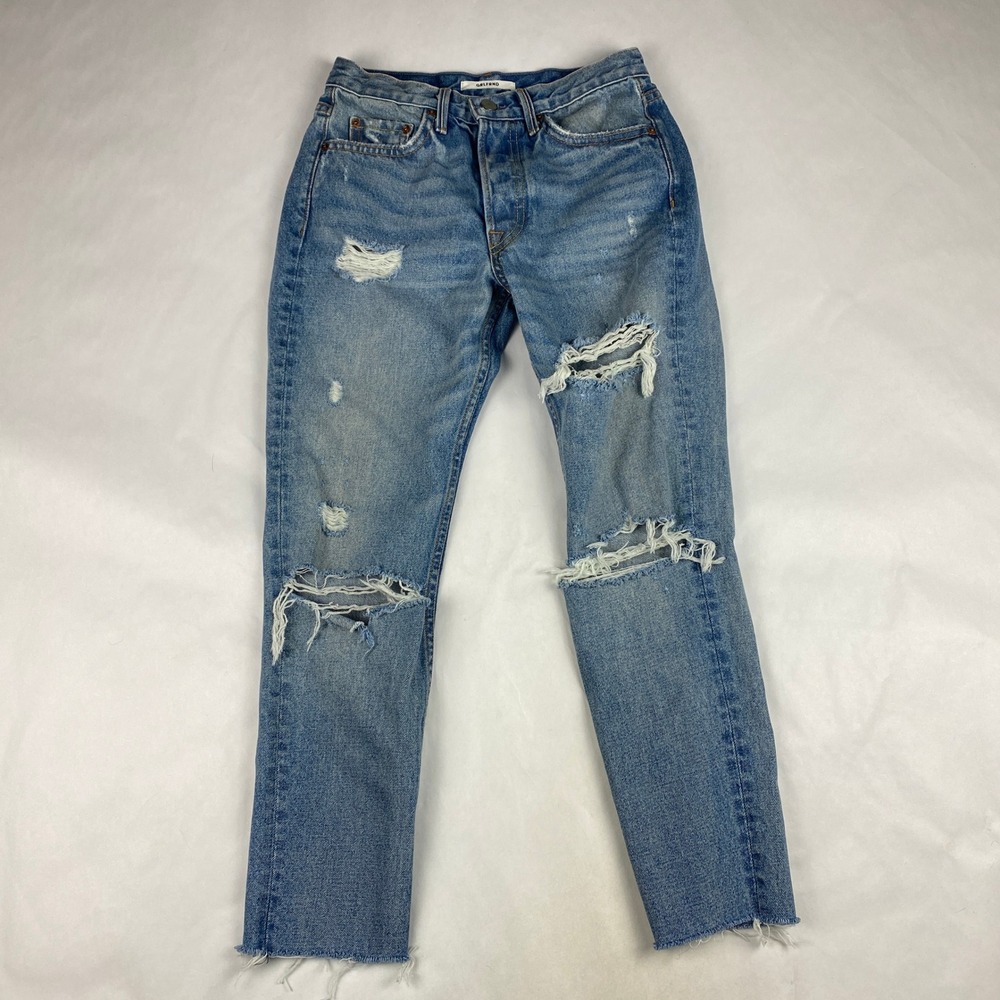 Grlfrnd Karolina Jean Women's Size 26 Petite Distressed Denim Blue